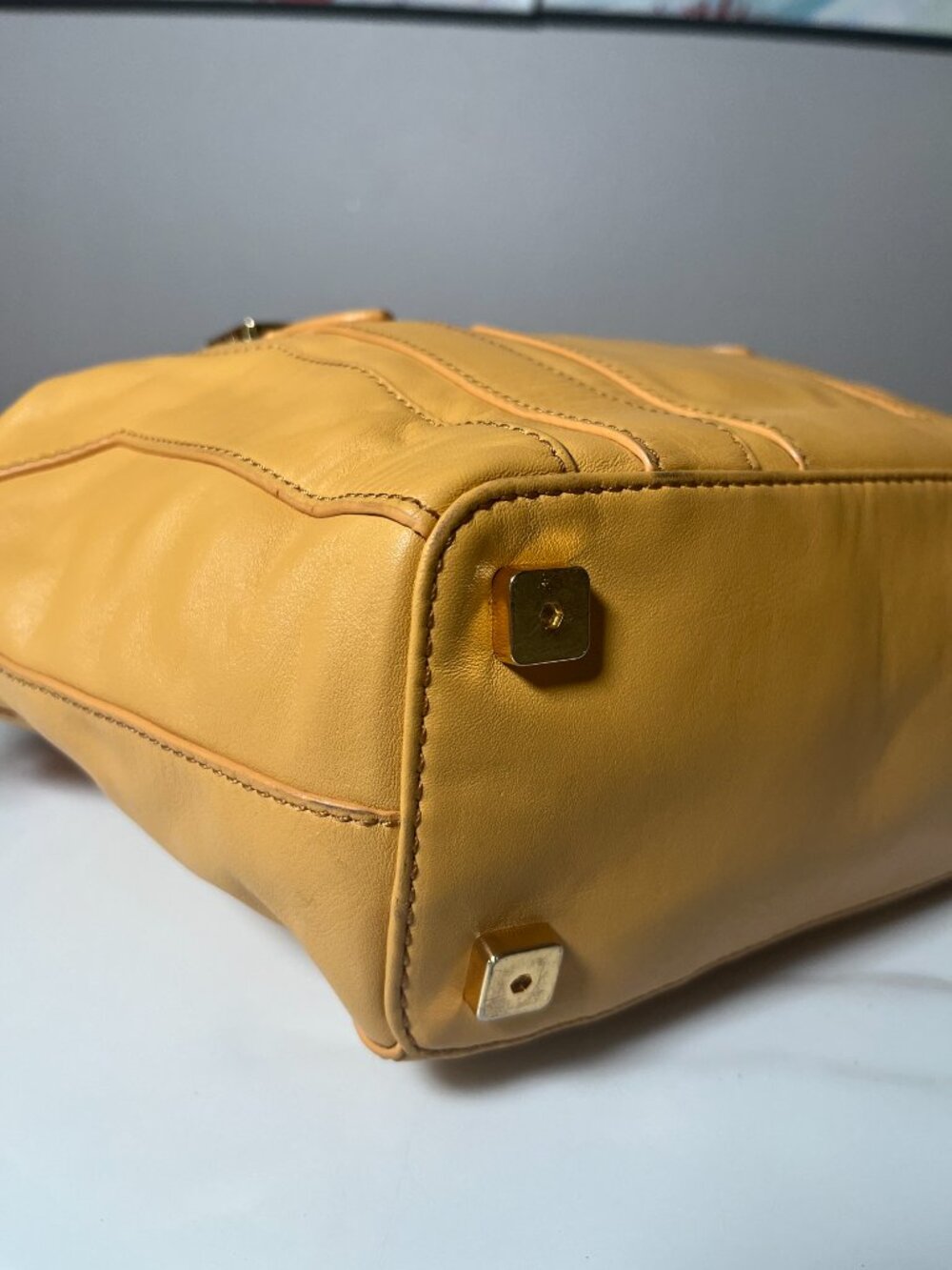 Rachel Zoe Camel Convertible Leather Satchel Bowler Tote Shoulder Bag - Picture 11 of 16